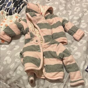 Striped Pink and Gray Kids One Piece